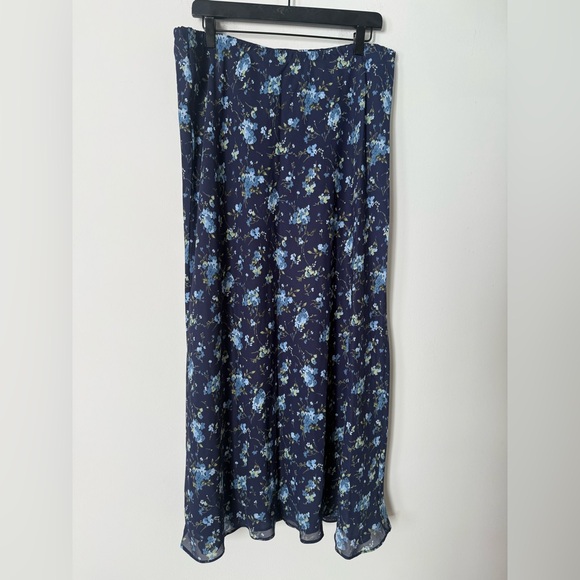 Vintage 90s Y2K Fashion Bug Blue Floral Girlhoodcore Midi Skirt - Picture 2 of 6
